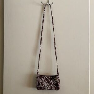 Vera Bradley Brown & White Floral Asian Garden Print Small‎ Shoulder Bag Purse